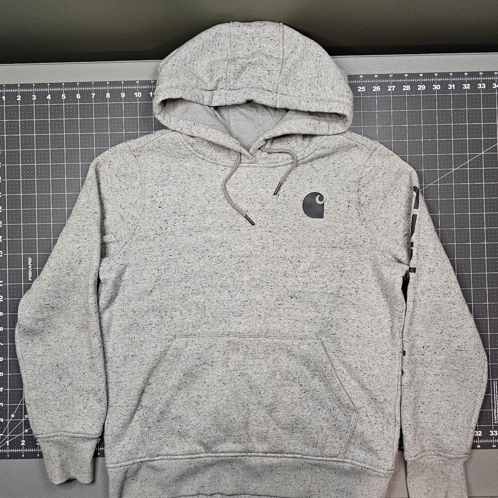 Carhartt Hoodie Small Clarksburg Asphalt Workwear Streetwear Spellout Y2K Skater